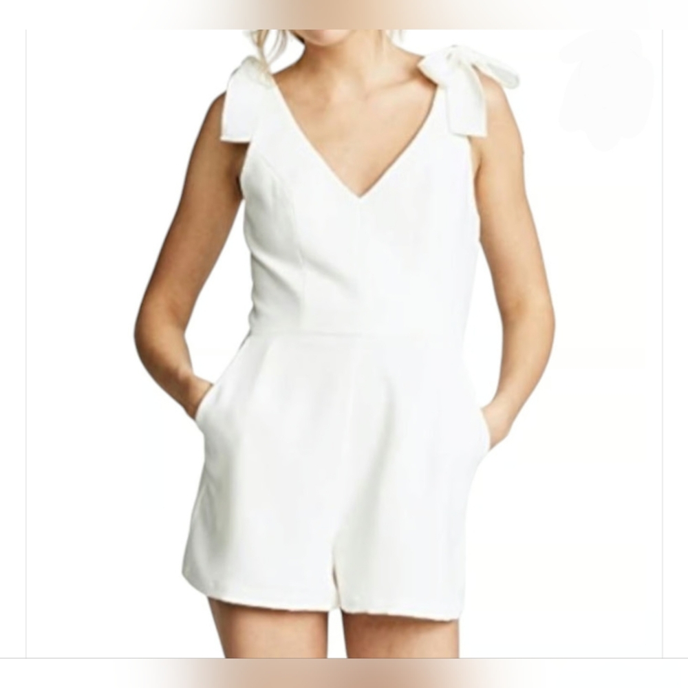 Amanda Uprichard Women's Iris Ivory Shoulder Romper Size 2 Petite